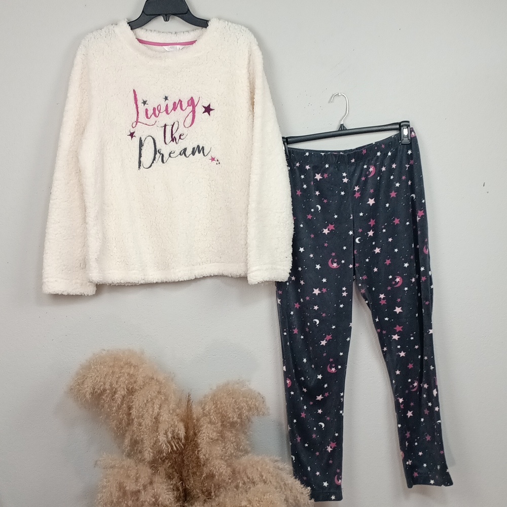 Secret Treasures Women Living The Dream Moon And Stars Plush  Pajama Set sz M